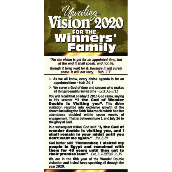 Unveiling Vision 2020 for the Winners’ Family