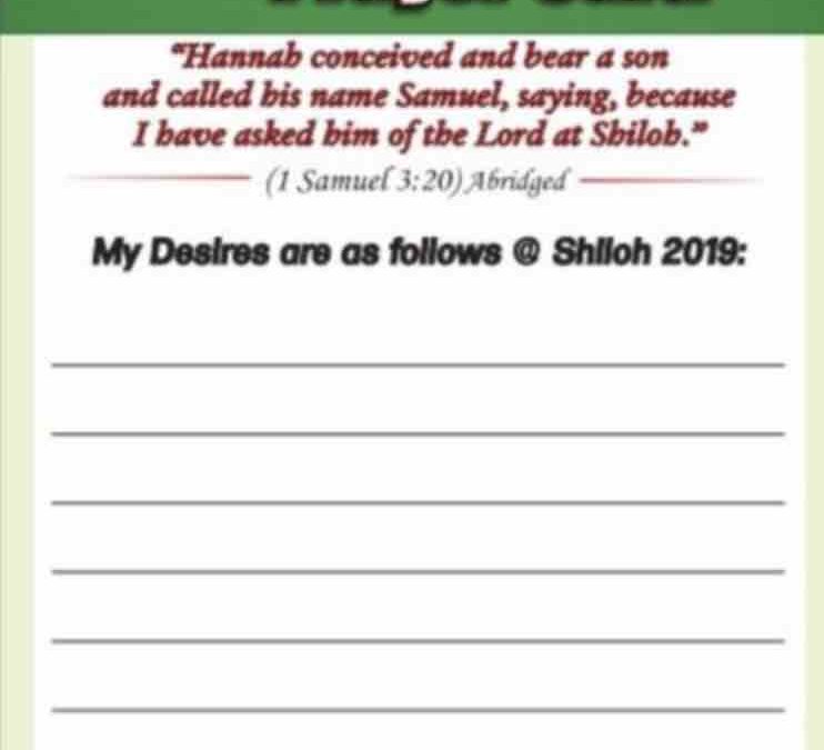 Shiloh Prayer Card