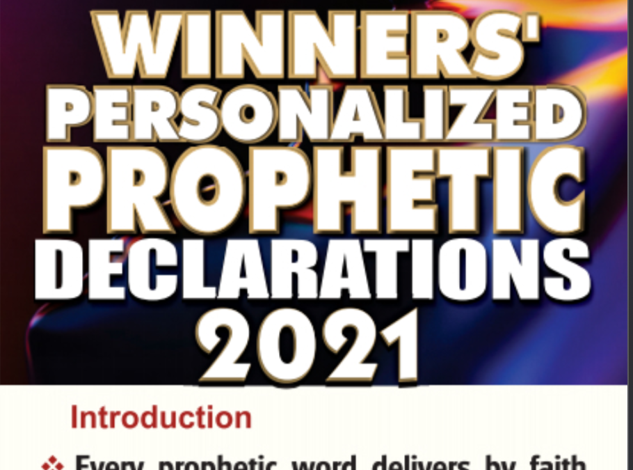 Winners’ Personalized Prophetic Declarations 2021